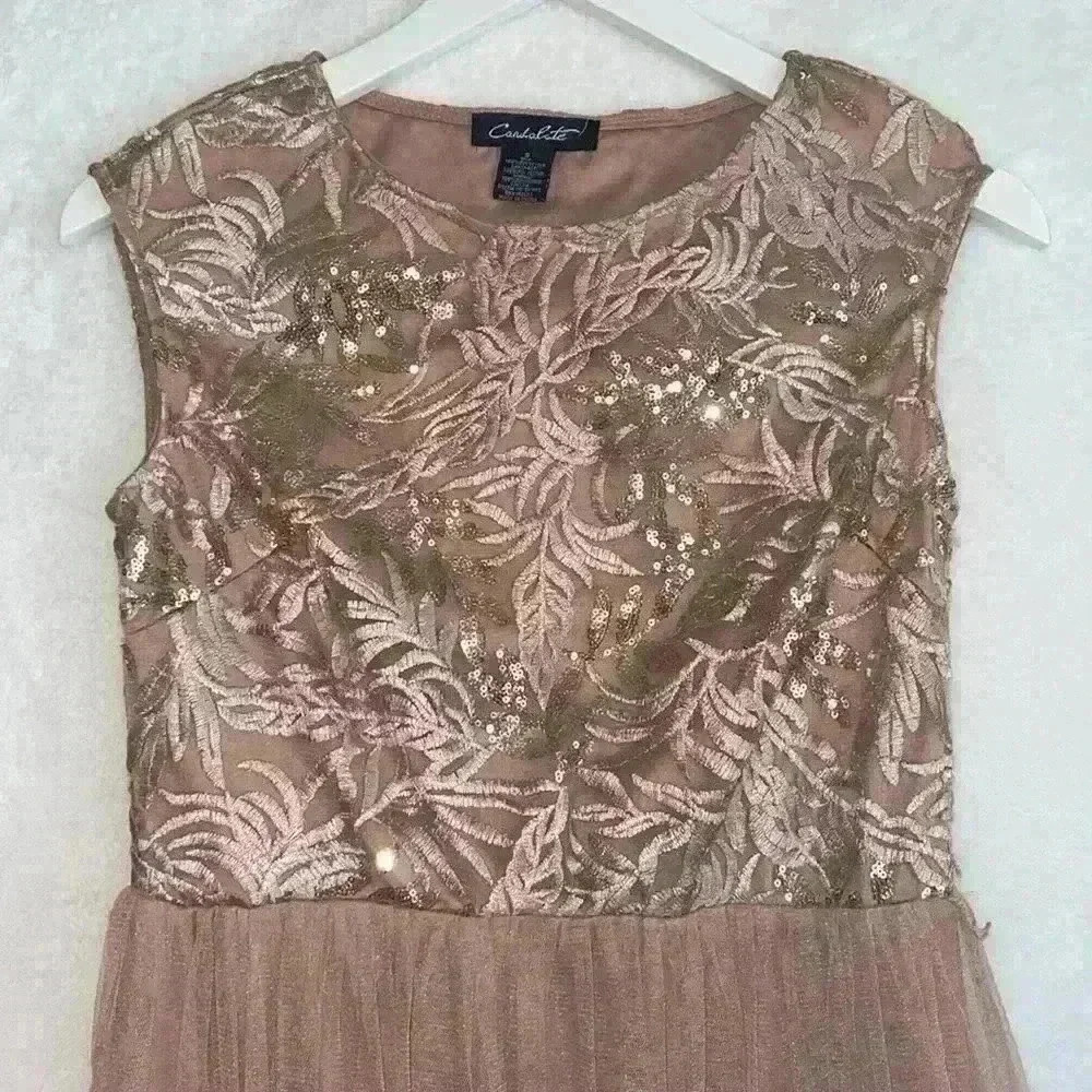 Candalite formal dress Sequin/lace top Tulle bottom Mauve SIZE SMALL